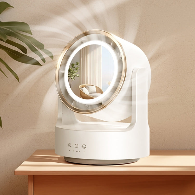 3 In 1 Multifunctional Desktop Fan with LED Light Cosmetic Mirror USB Plug Non-Oscillating |