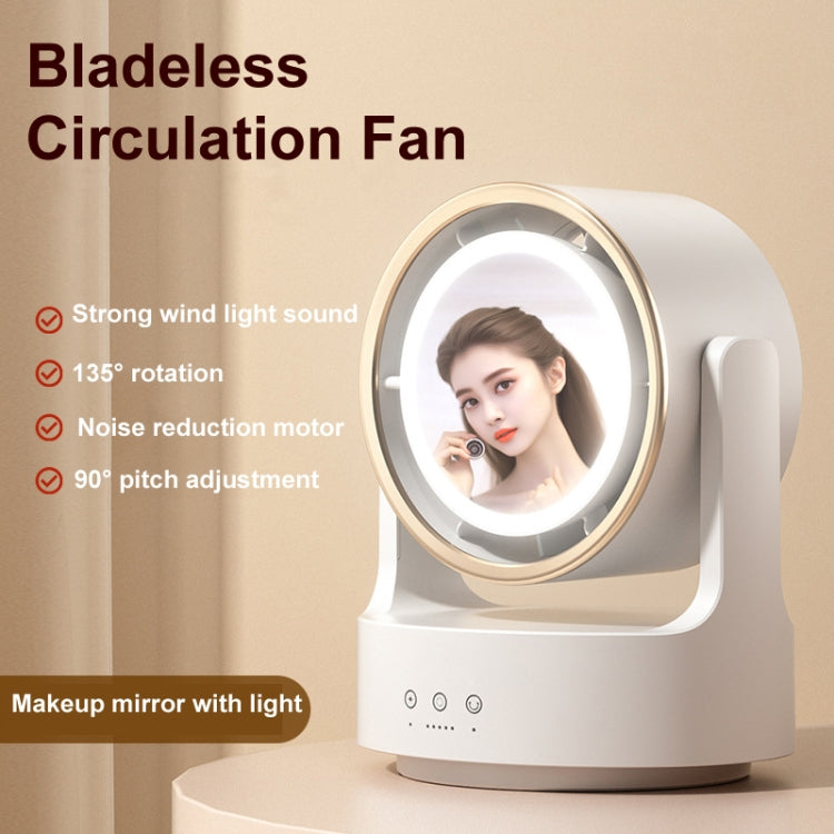 3 In 1 Multifunctional Desktop Fan with LED Light Cosmetic Mirror Rechargeable Oscillating |