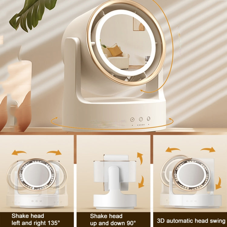 3 In 1 Multifunctional Desktop Fan with LED Light Cosmetic Mirror USB Plug Non-Oscillating |