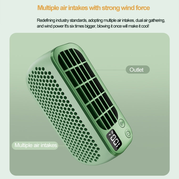USB Charging Digital Display Portable Bladeless Outdoor Mini Night Light Fan(Green) |