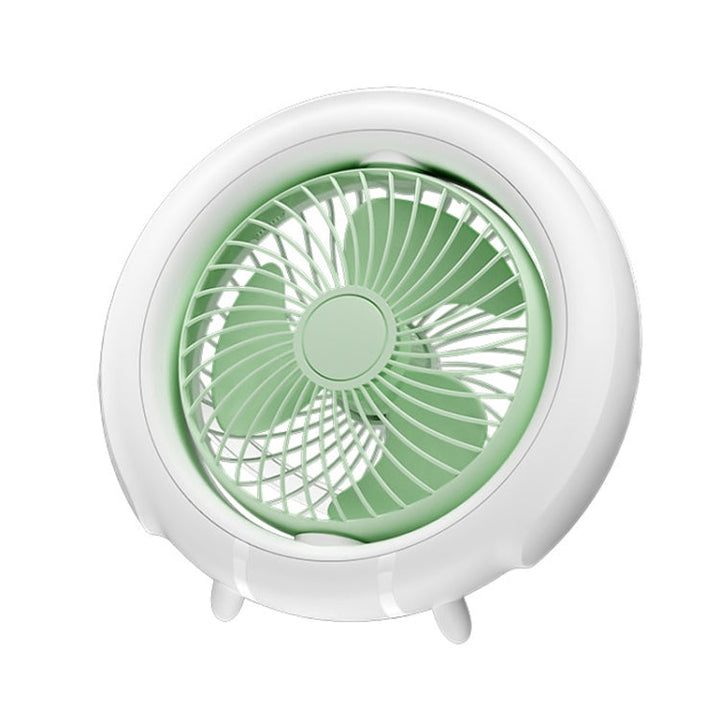 Night Light Desktop Folding Fan Outdoor Camping Hanging Mini Fan, colour: Green Upgraded |