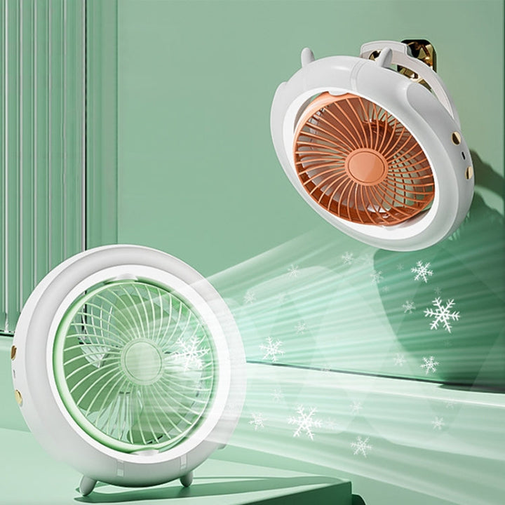 Night Light Desktop Folding Fan Outdoor Camping Hanging Mini Fan, colour: Green Upgraded |