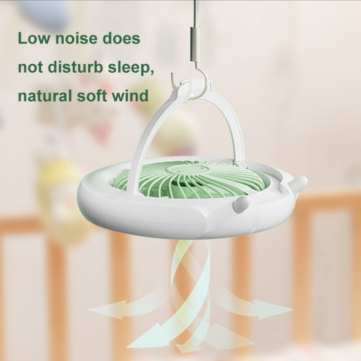 Night Light Desktop Folding Fan Outdoor Camping Hanging Mini Fan, colour: Green Upgraded |