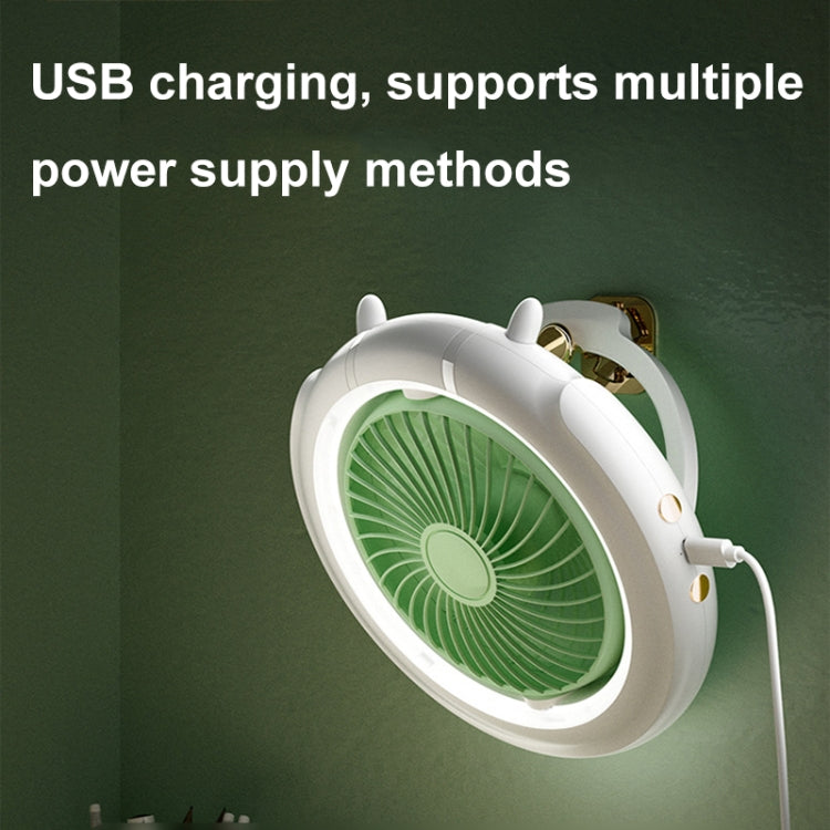 Night Light Desktop Folding Fan Outdoor Camping Hanging Mini Fan, colour: Green Upgraded |