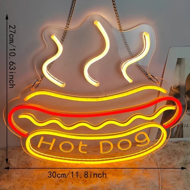 Neon Fast Food Sign – Bright Tacos Design, LED Night Light for Restaurants and Kitchens |