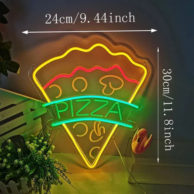Neon Fast Food Sign – Bright Tacos Design, LED Night Light for Restaurants and Kitchens |
