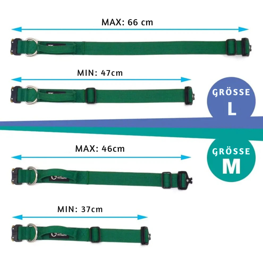 Tactical Dog Collar with Metal Buckle &amp; Handle Bowlift