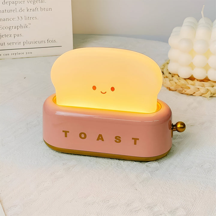 TinyToast Table Lamp – Portable Toaster-Shaped Night Light with Dimmable LED &amp; USB Port