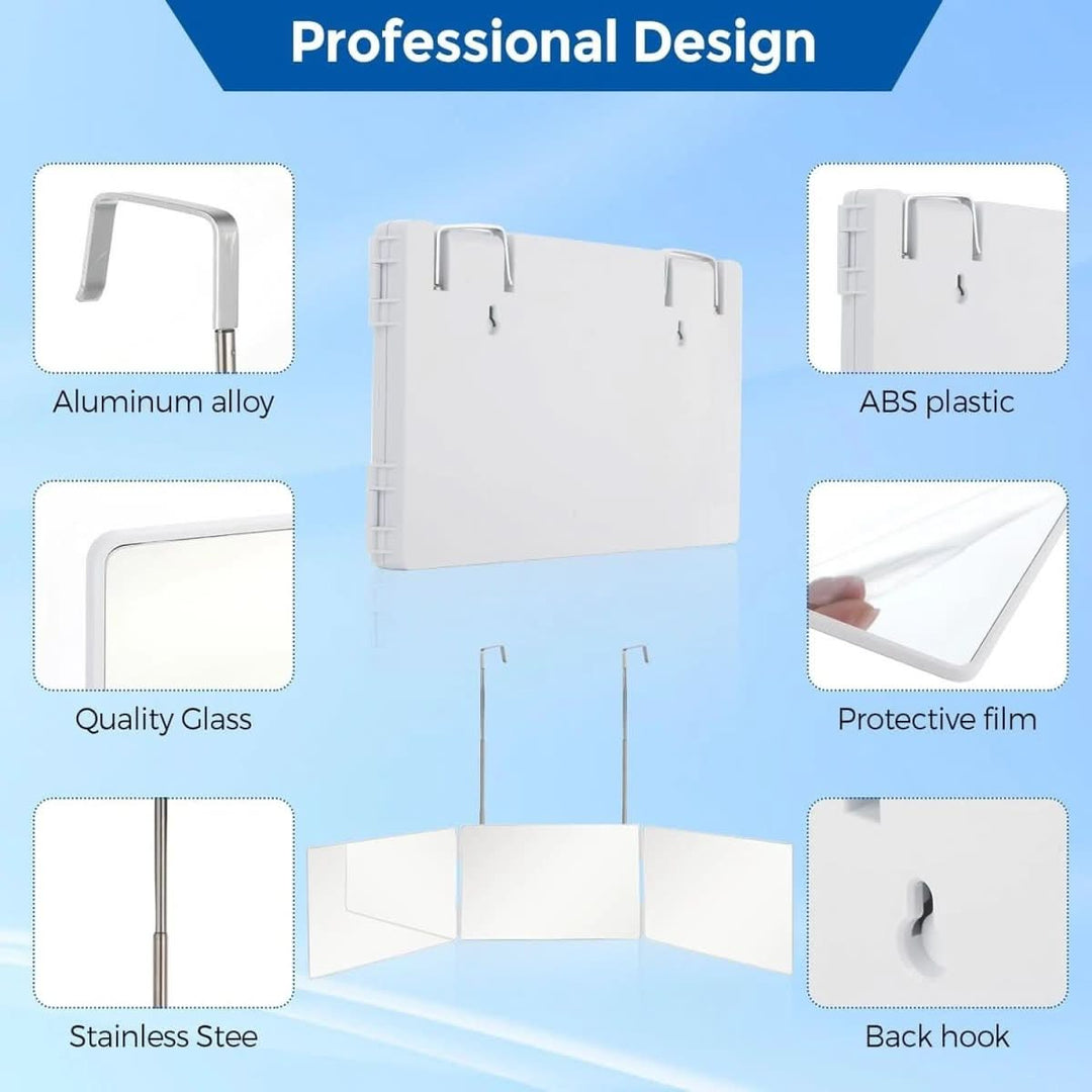 Foldable 3-way mirror with hook for make-up, hair styling &amp; shaving