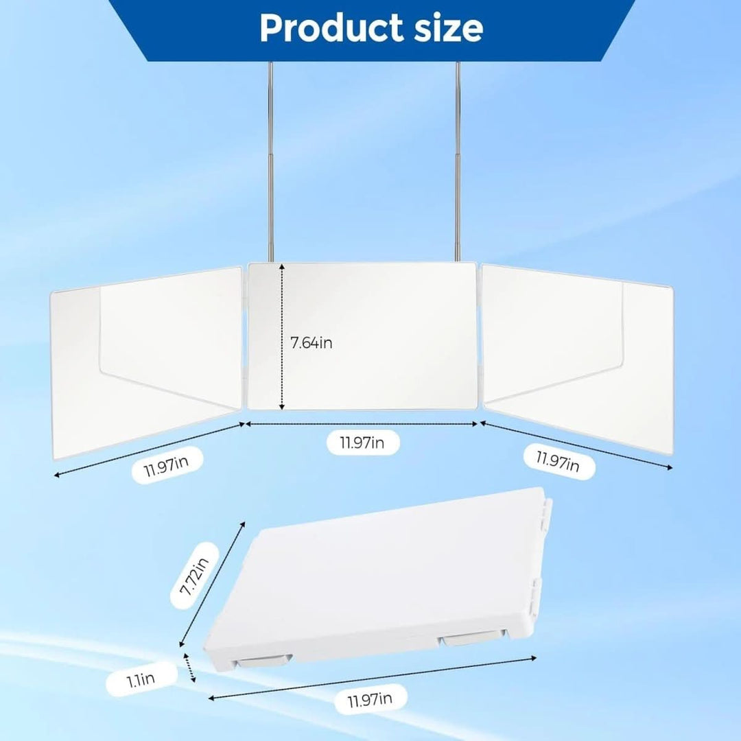 Foldable 3-way mirror with hook for make-up, hair styling &amp; shaving