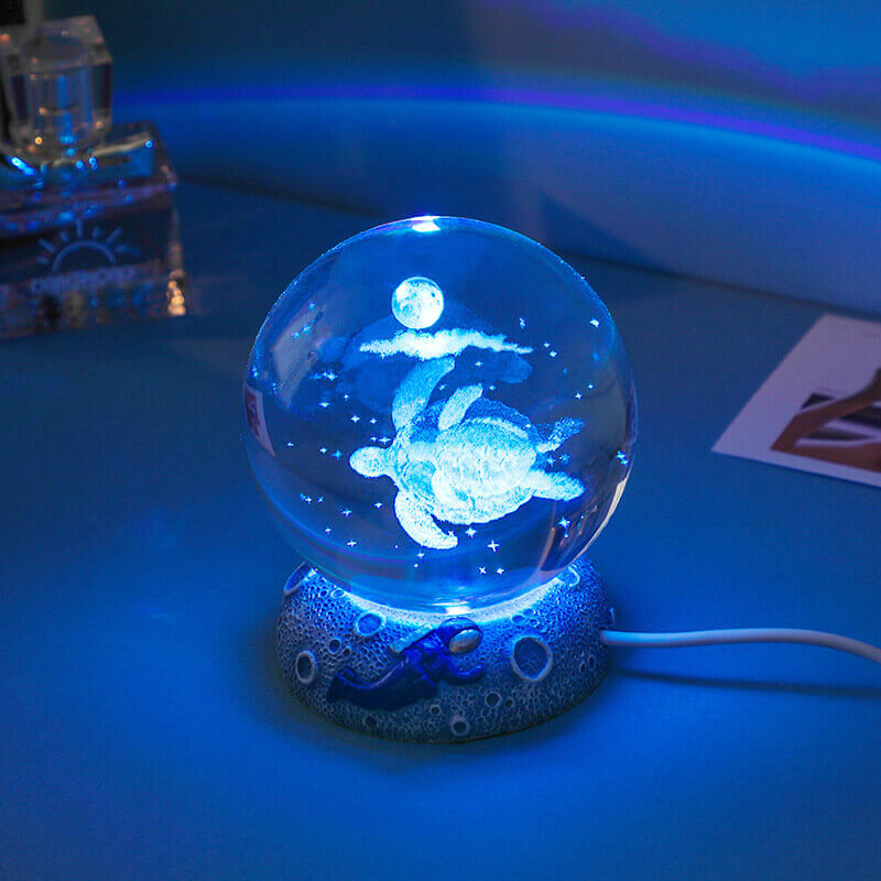 AquaGlobe Crystal Ball Night Light | Underwater World LED Lamp | Mood Light &amp; Decor for Home