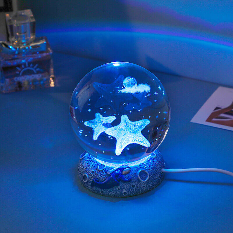 AquaGlobe Crystal Ball Night Light | Underwater World LED Lamp | Mood Light &amp; Decor for Home