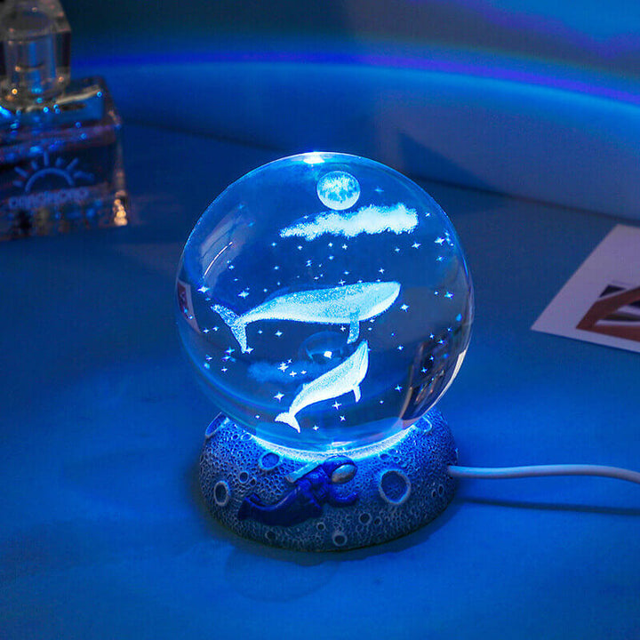 AquaGlobe Crystal Ball Night Light | Underwater World LED Lamp | Mood Light &amp; Decor for Home