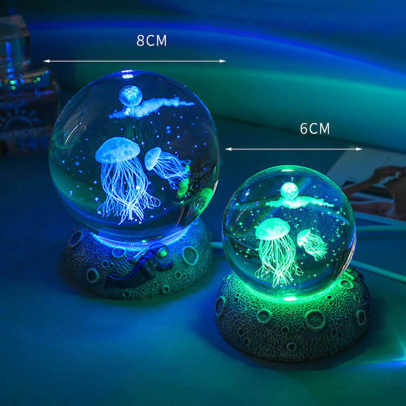 AquaGlobe Crystal Ball Night Light | Underwater World LED Lamp | Mood Light &amp; Decor for Home