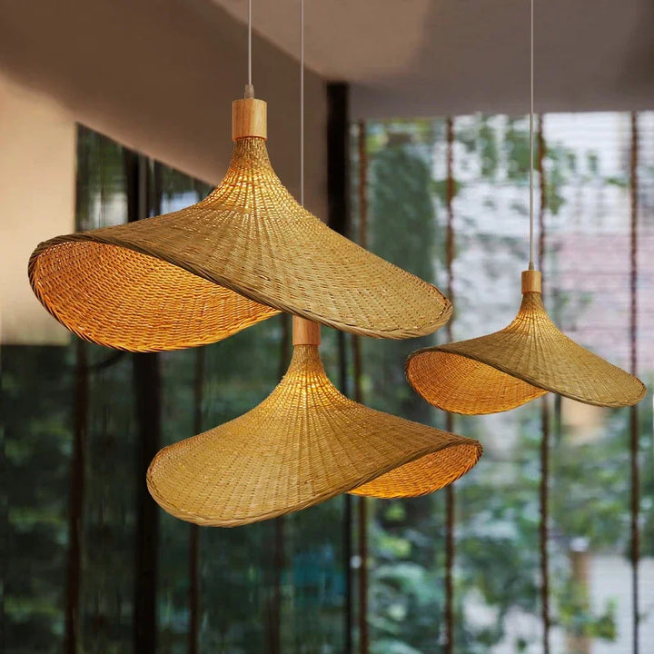 Hanging lamp made of bamboo
