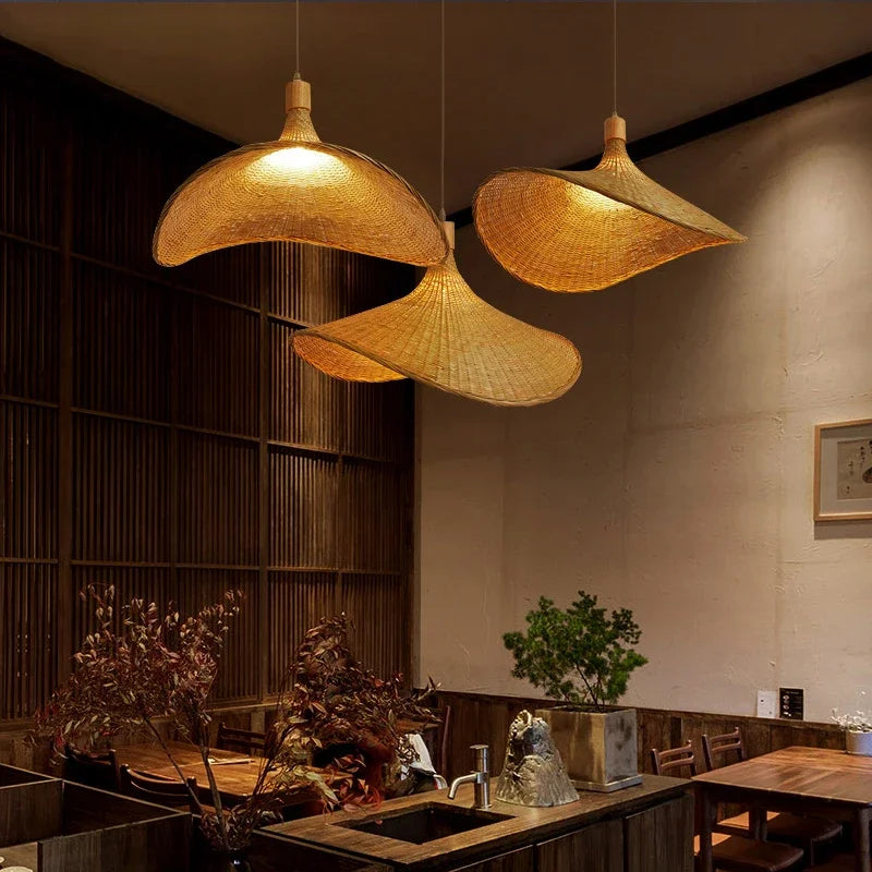 Hanging lamp made of bamboo