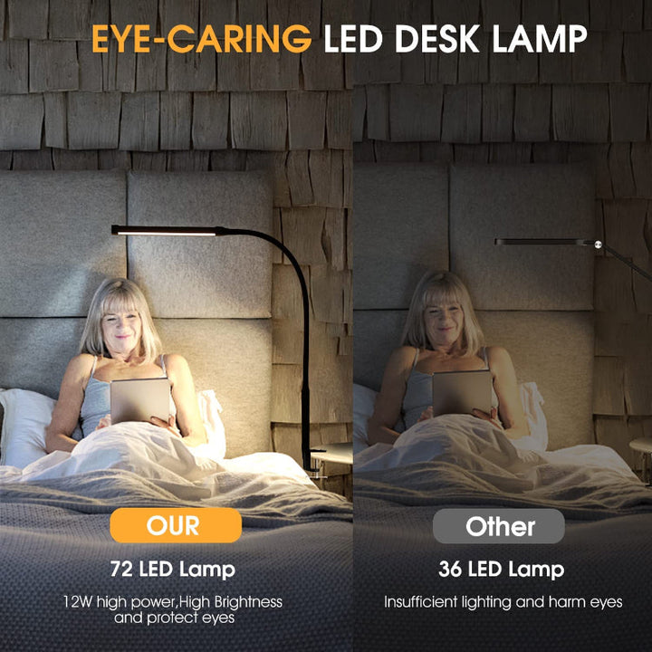 LED Desk Lamp with Lamp, eye-friendly Clip-On Lights for the Home Office, 3 Modes 10 Brightness Levels, long flexible Gooseneck, Metal, Swing Arm Architect Task Desk Lamps with USB Adapter, White