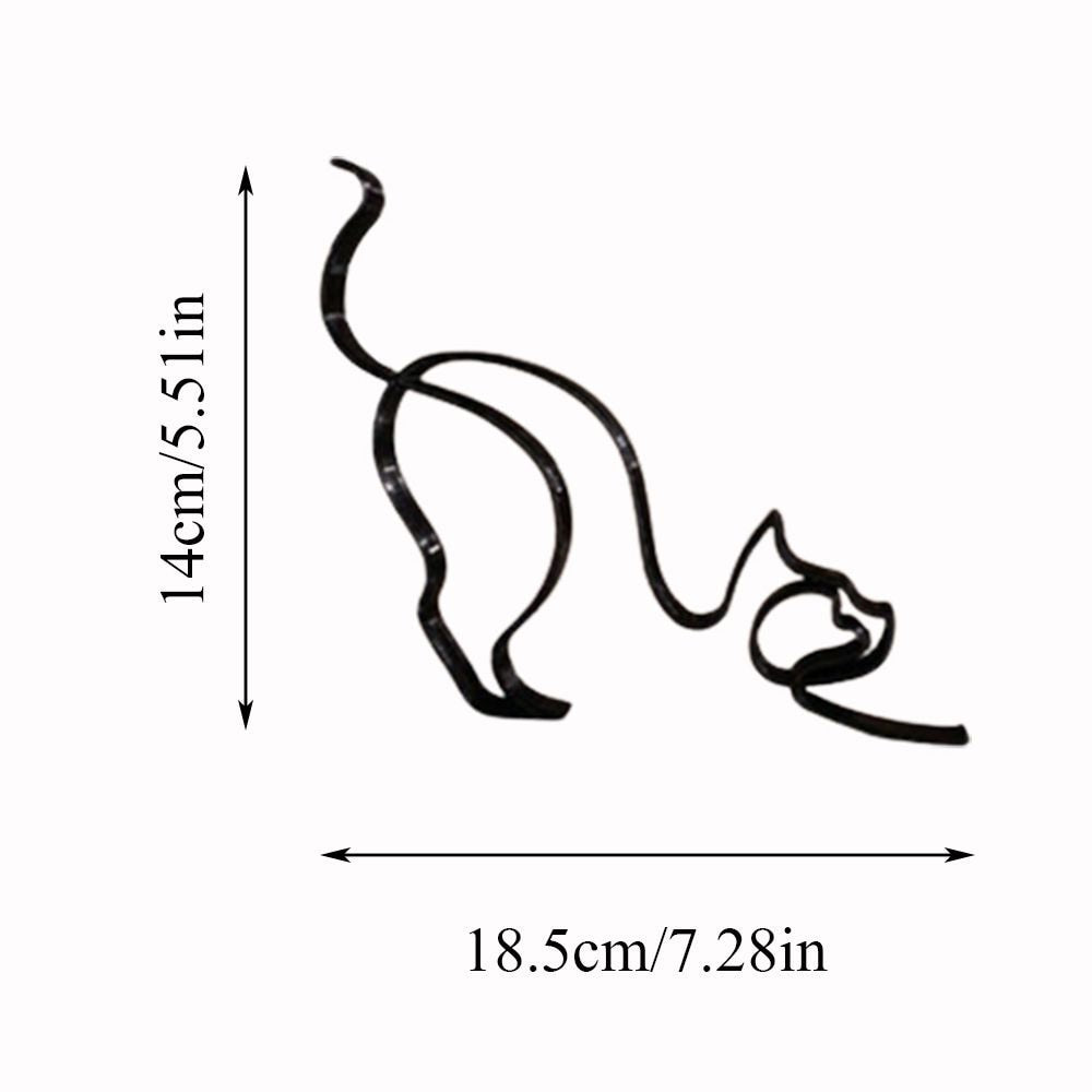 BowLift | Tier Kunst Eisen Skulptur Retro Metall schwarze Linien Katze Hund Schreibtisch Ornament