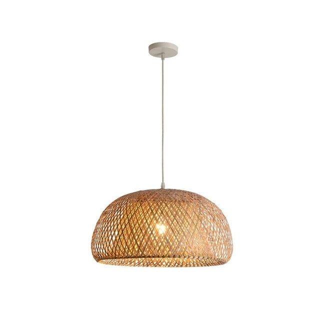Hanging ceiling lamp made of bamboo C │ Handmade lighting from wood and rattan for interior decoration