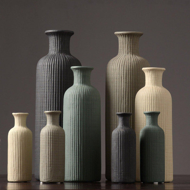 BowLift | Brown Beige Gray Ceramic Flower Vase Pot │ Home Decoration Item