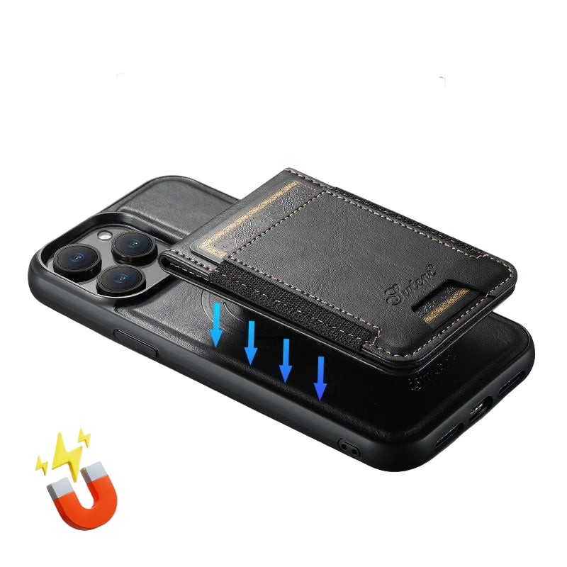 LuxCase Leather Phone Case with Card Slot and Stand – Suitable for iPhone