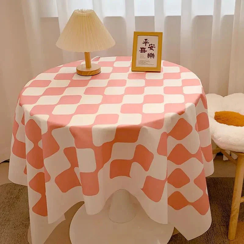 BowLift | Checked Design Round Cotton Tablecloth