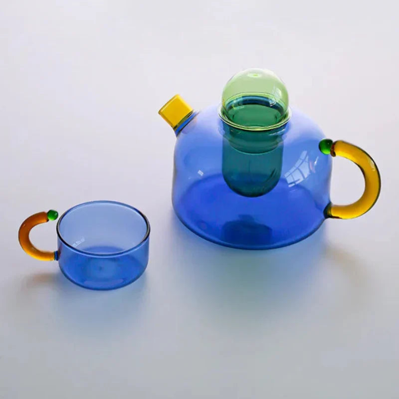 BowLift | Color Bloom Glass Teapot &amp; Cup Set
