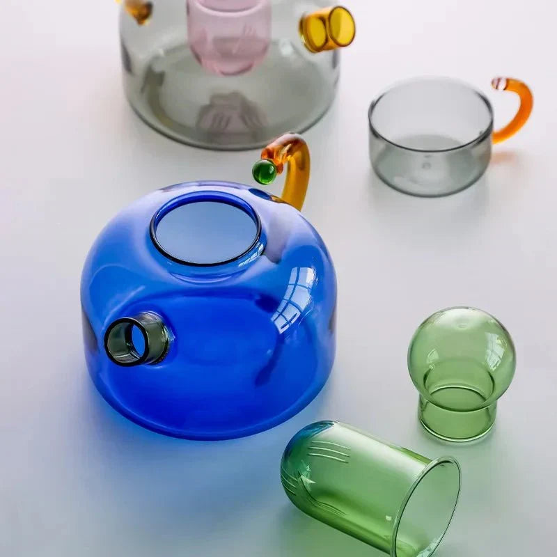 BowLift | Contrasting Color Translucent Teapot &amp; Cup Set