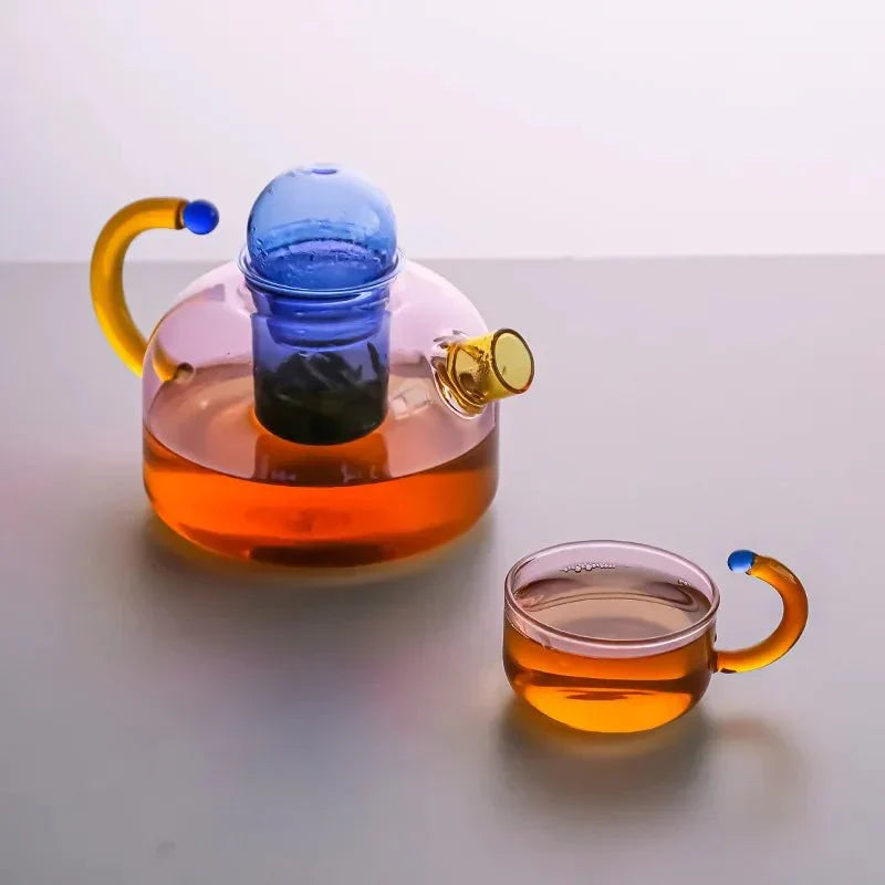 BowLift | Contrasting Color Translucent Teapot &amp; Cup Set