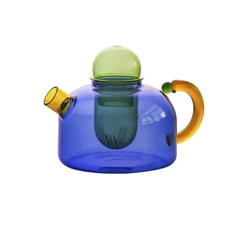 BowLift | Contrasting Color Glass Teapot Set – Stylish &amp; Heat Resistant Design