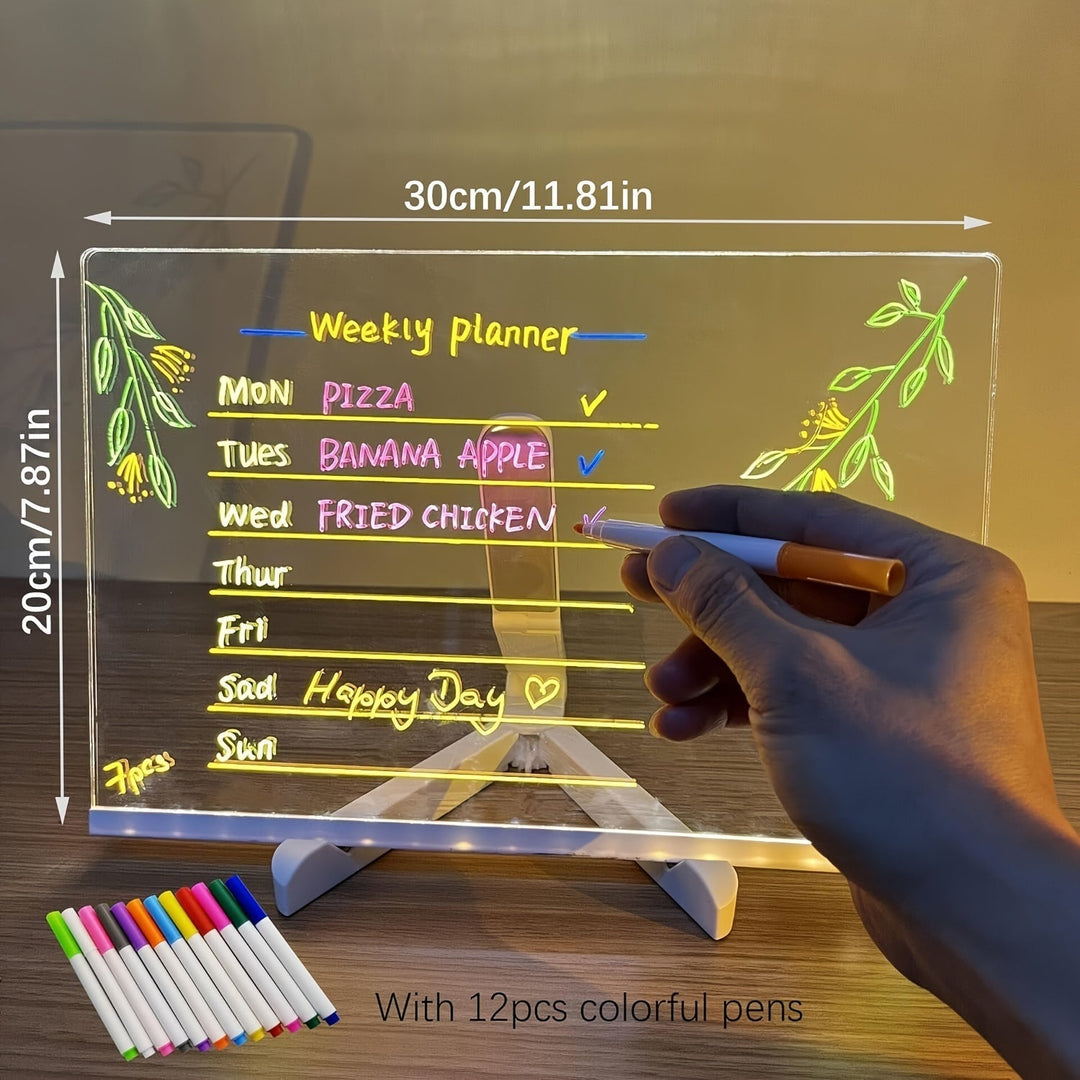 BowLift | USB LED Noteboard with 12 Colored Pens - Bright Message Board for Office &amp; Home