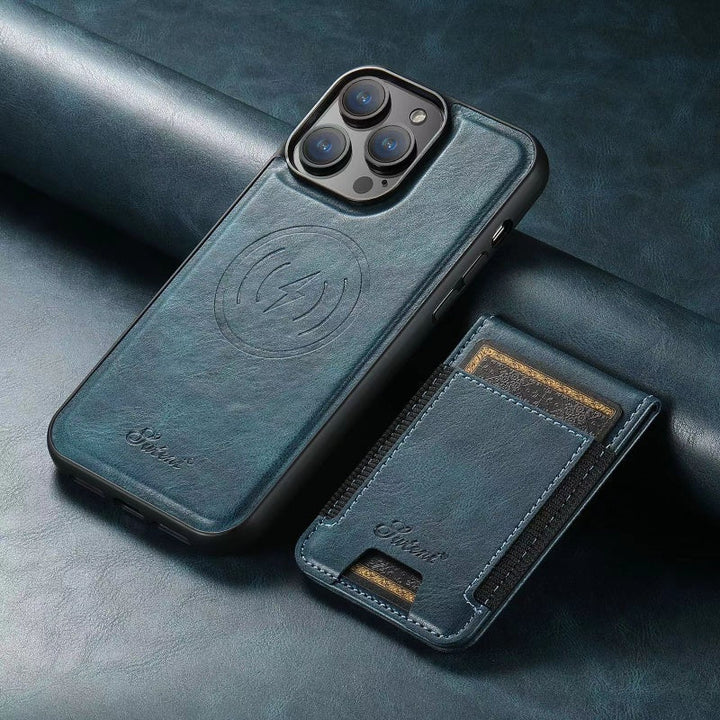 LuxCase Leather Phone Case with Card Slot and Stand – Suitable for iPhone