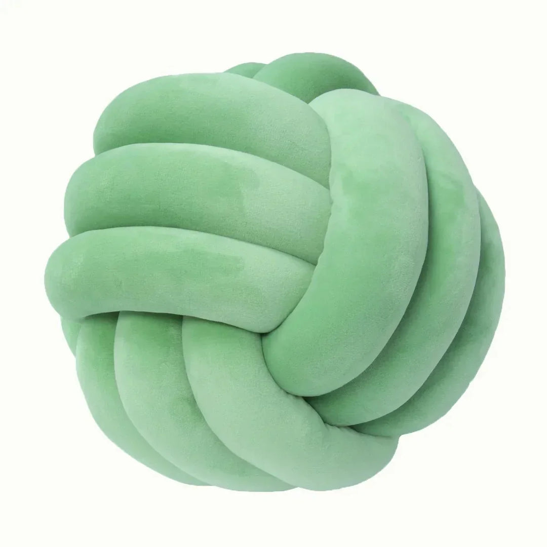 BowLift | Decorative, soft cushion with knotted ball in suede look