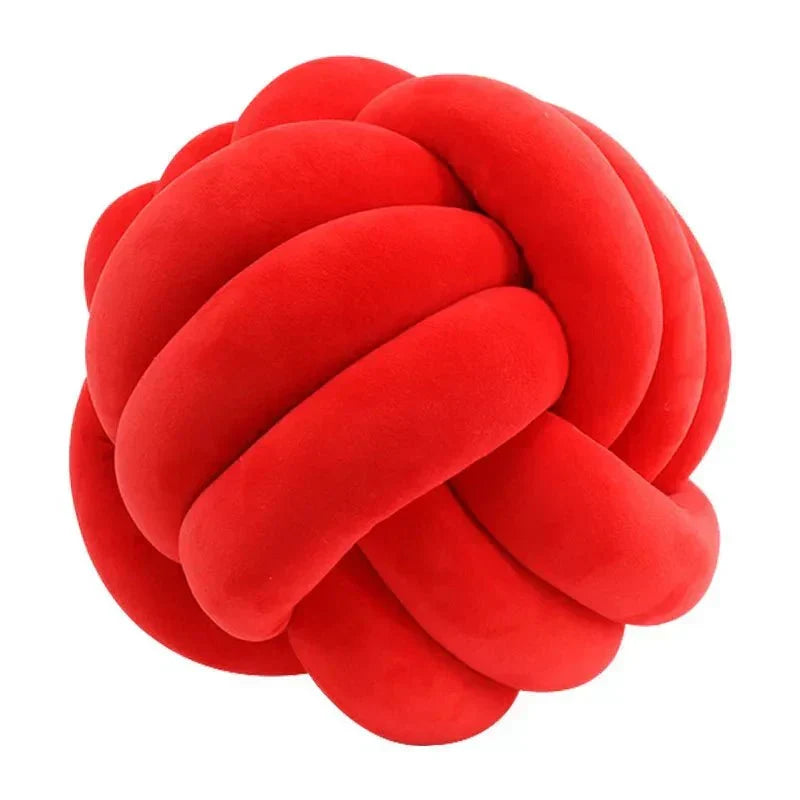 BowLift | Decorative, soft cushion with knotted ball in suede look