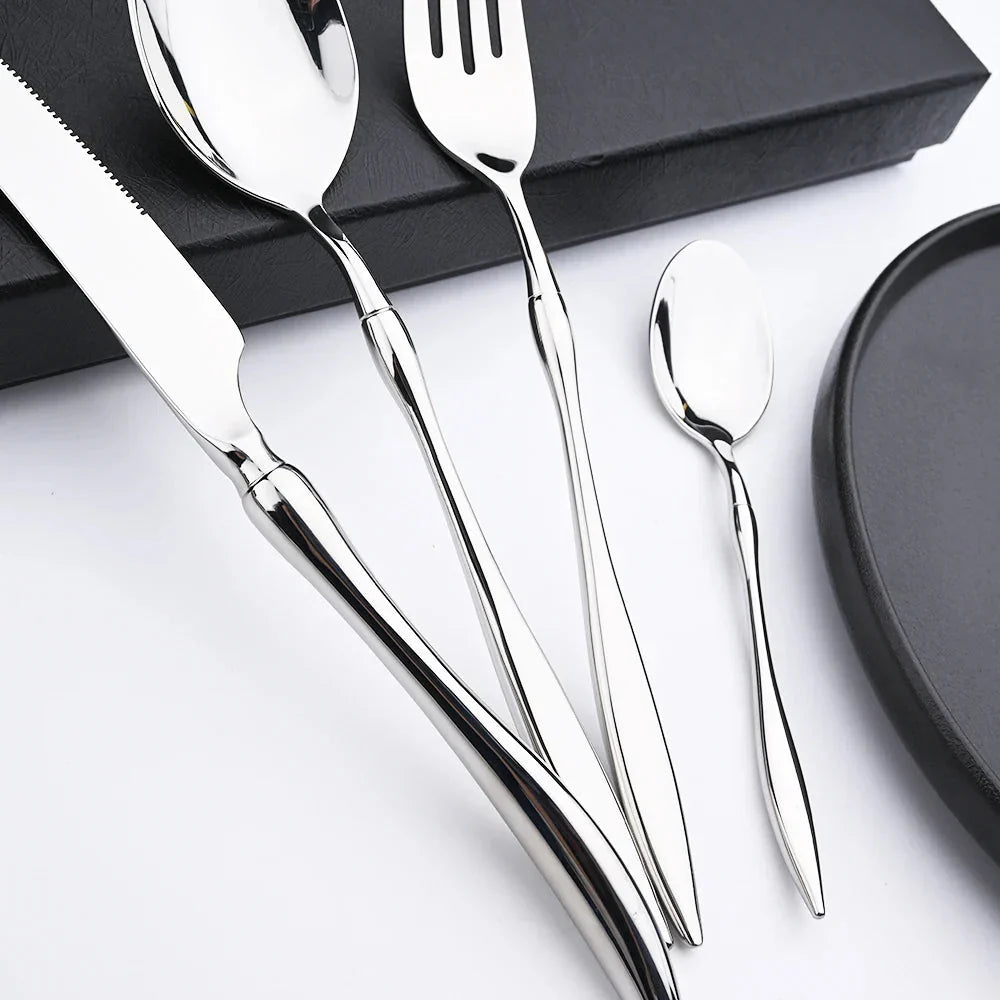 Dinnerware Vintage Cutlery Set Stainless Steel Mirror Silverware Set |