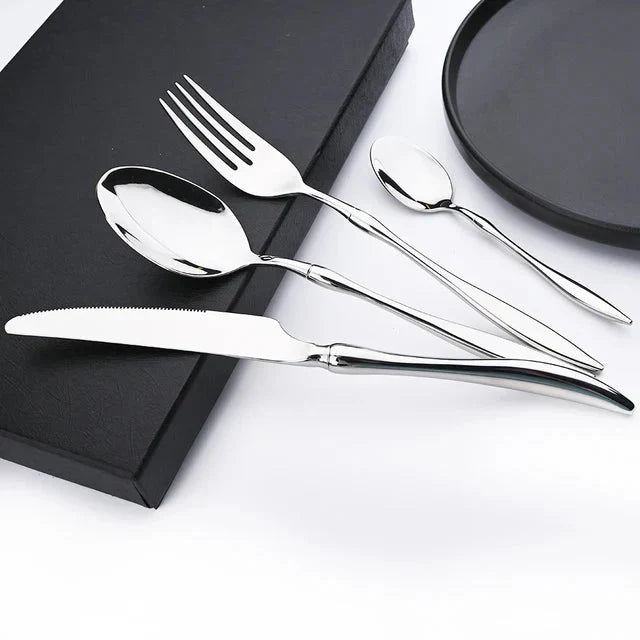 Dinnerware Vintage Cutlery Set Stainless Steel Mirror Silverware Set |