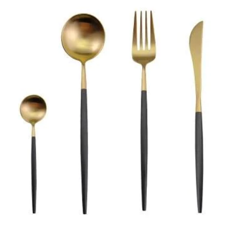 BowLift | LUXURIOUS STAINLESS STEEL 24-PIECE GOLD-SILVER CUTLERY SET