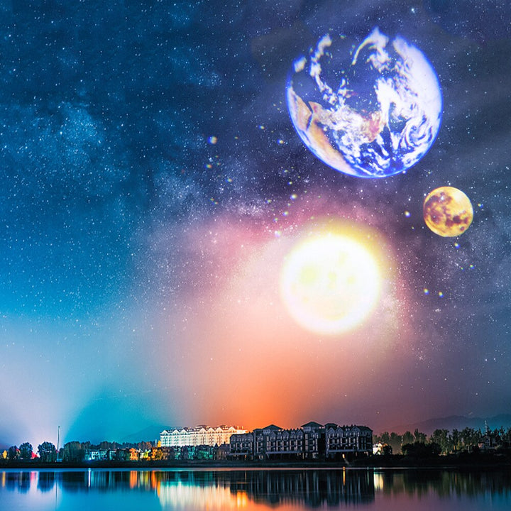 Earth &amp; Moon Projector Lamp | LED Night Light | Cosmic Ambiance with Multiple Modes