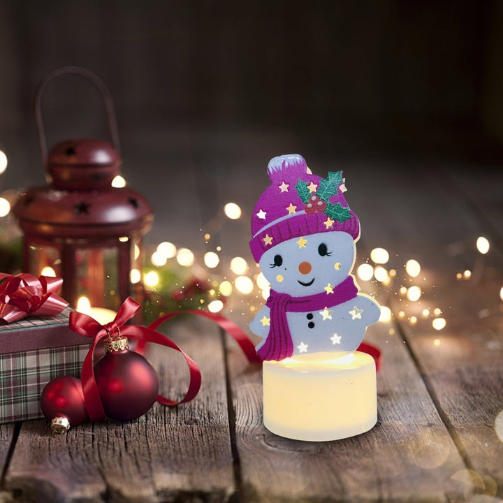 Electronic LED Christmas Candle Lamps - Set of 10 – Adorable Santa, Snowman &amp; Tree Night Lights for Festive Home, Party, &amp; Garden Décor
