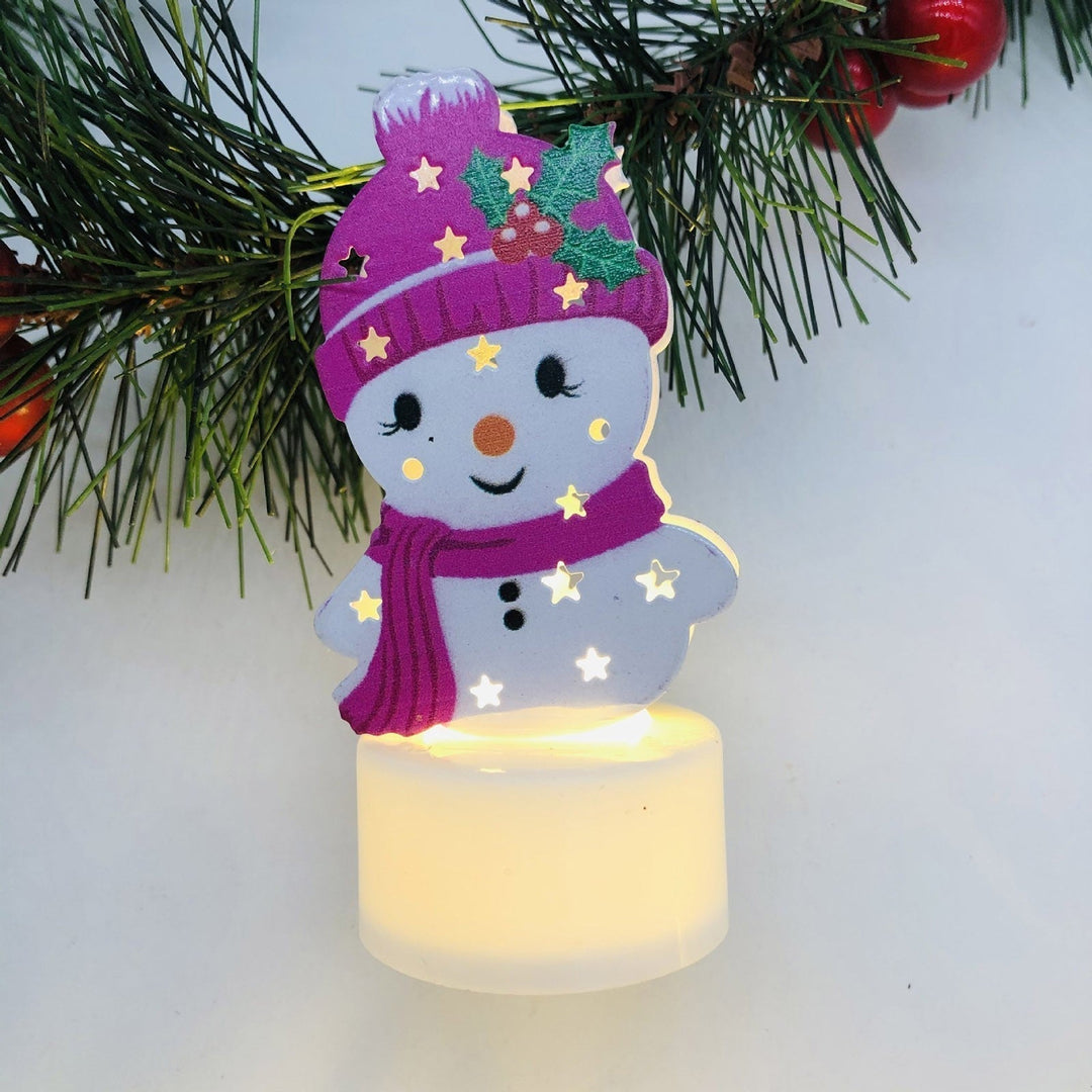 Electronic LED Christmas Candle Lamps - Set of 10 – Adorable Santa, Snowman &amp; Tree Night Lights for Festive Home, Party, &amp; Garden Décor