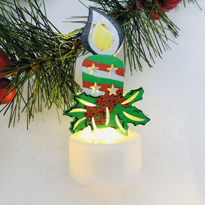 Electronic LED Christmas Candle Lamps - Set of 10 – Adorable Santa, Snowman &amp; Tree Night Lights for Festive Home, Party, &amp; Garden Décor