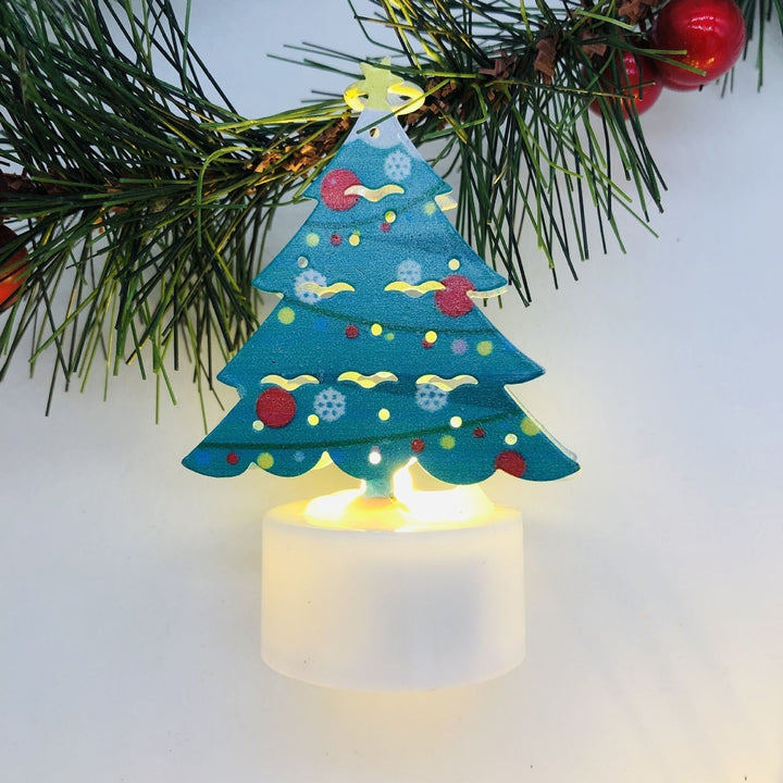 Electronic LED Christmas Candle Lamps - Set of 10 – Adorable Santa, Snowman &amp; Tree Night Lights for Festive Home, Party, &amp; Garden Décor