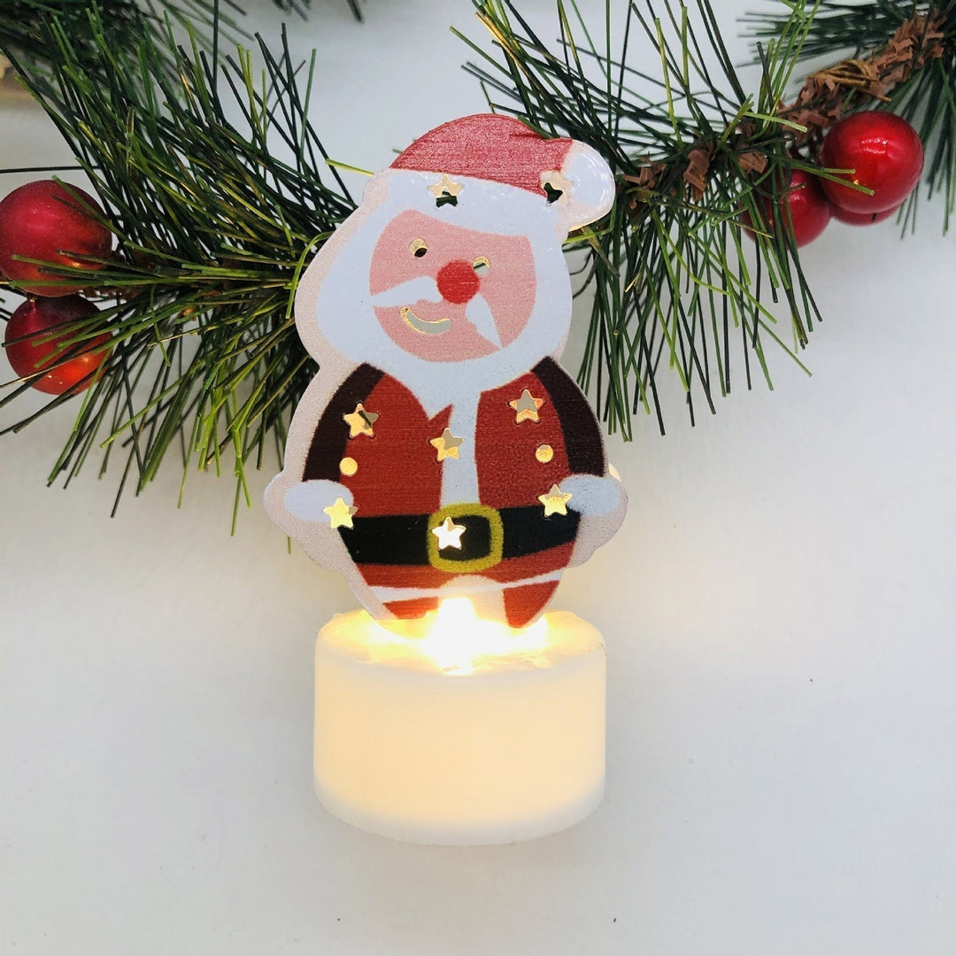 Electronic LED Christmas Candle Lamps - Set of 10 – Adorable Santa, Snowman &amp; Tree Night Lights for Festive Home, Party, &amp; Garden Décor