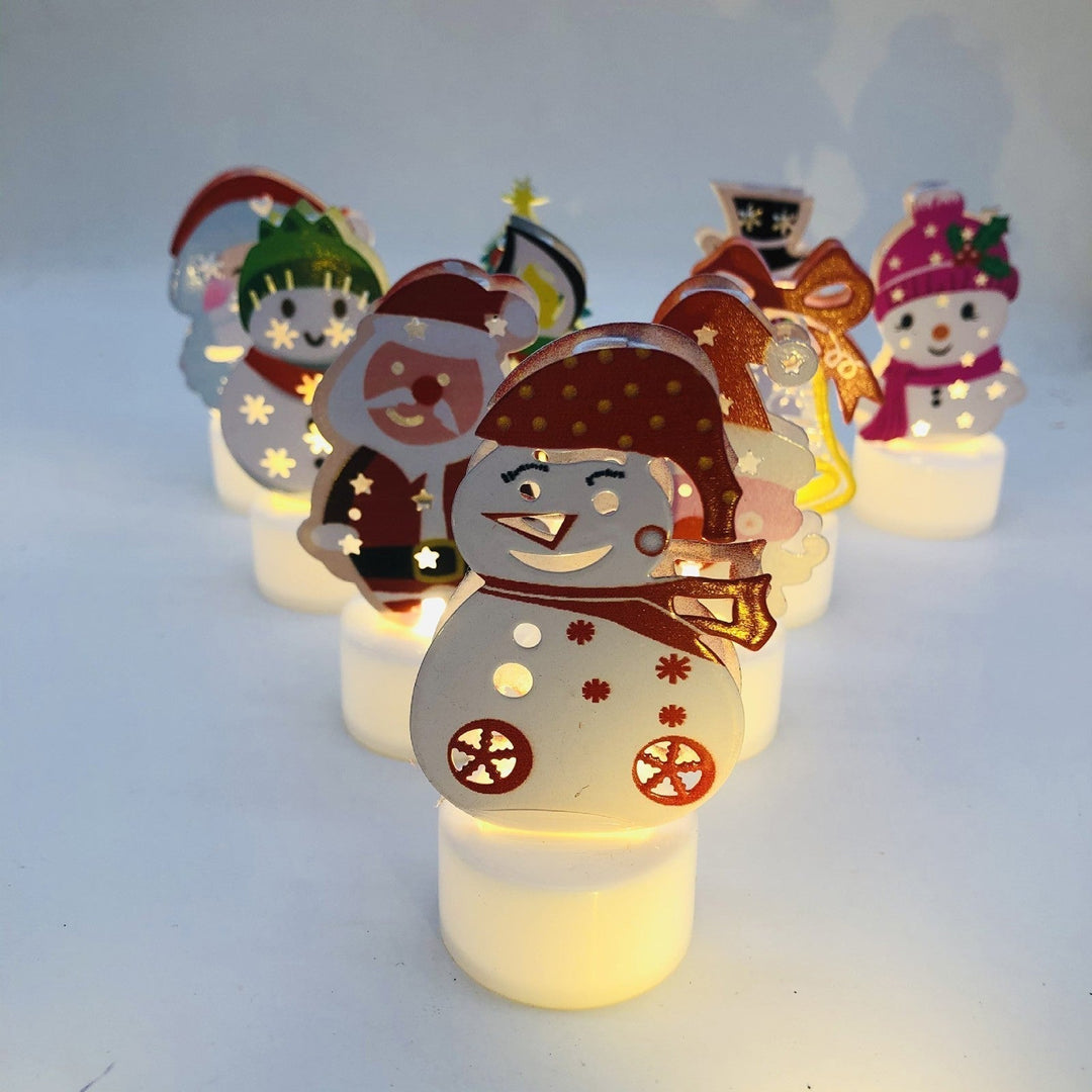 Electronic LED Christmas Candle Lamps - Set of 10 – Adorable Santa, Snowman &amp; Tree Night Lights for Festive Home, Party, &amp; Garden Décor