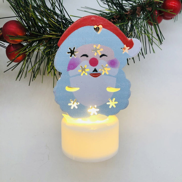 Electronic LED Christmas Candle Lamps - Set of 10 – Adorable Santa, Snowman &amp; Tree Night Lights for Festive Home, Party, &amp; Garden Décor