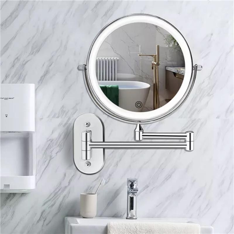 Evida LED Magnifying Mirror with Chrome Finish – Rechargeable Vanity Mirror for Precise Makeup &amp; Skincare