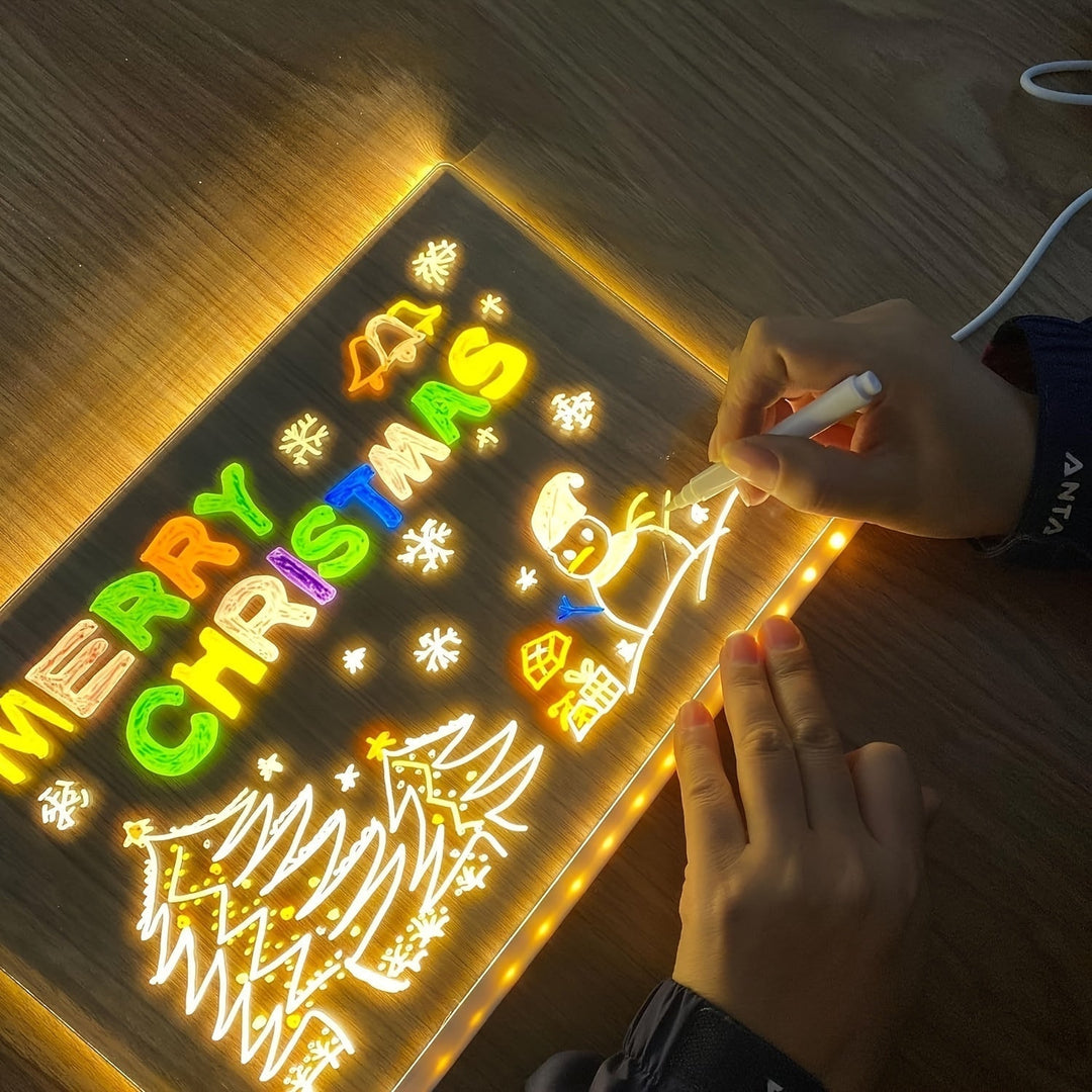BowLift | USB LED Noteboard with 12 Colored Pens - Bright Message Board for Office &amp; Home