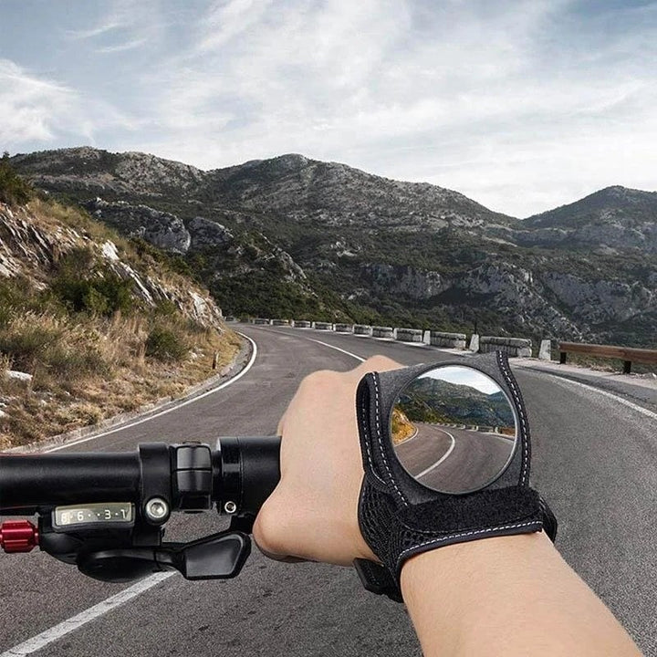 Cycling Wrist Rearview Mirror | Wide-Angle Safety Accessory | Adjustable &amp; Lightweight