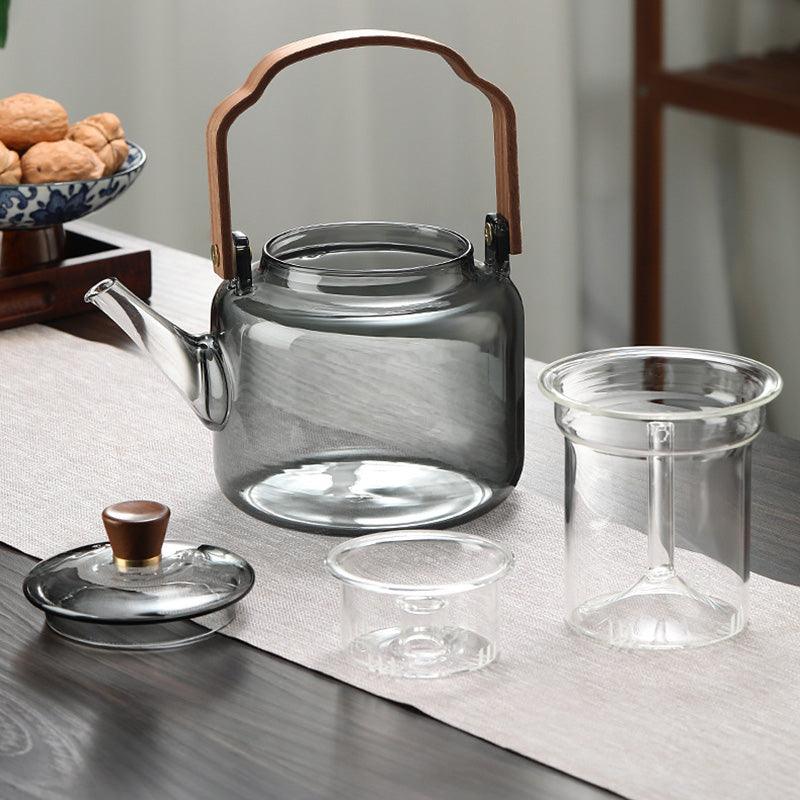 BowLift | Grijzen Teekanne | Wood &amp; Glass, Tea Maker