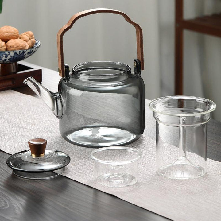 BowLift | Grijzen Teekanne | Wood &amp; Glass, Tea Maker